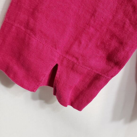 Talbots Womens Top Size 12 100% Irish Linen Hot Pink 3/4 Sleeve Button Up Blouse - Picture 6 of 8